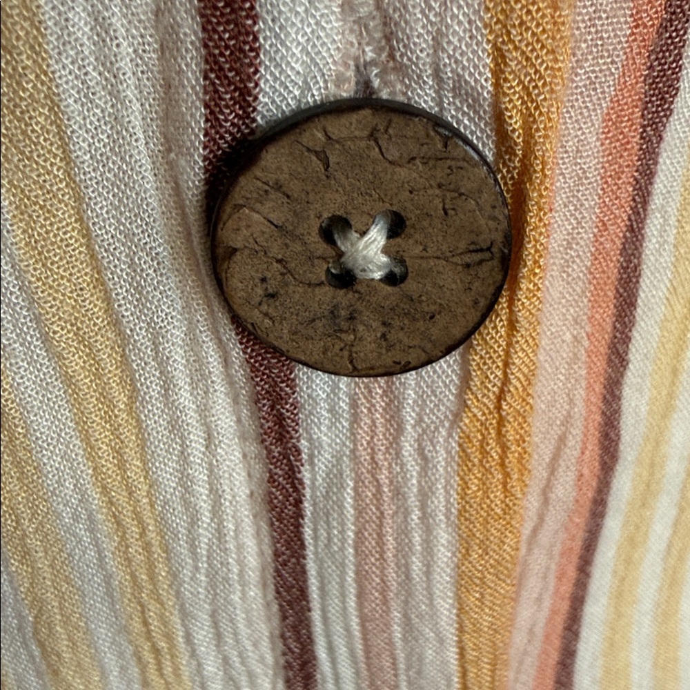 Billabong Striped Lightweight dress - Peach & Cream striped wood buttons small - Picture 7 of 8